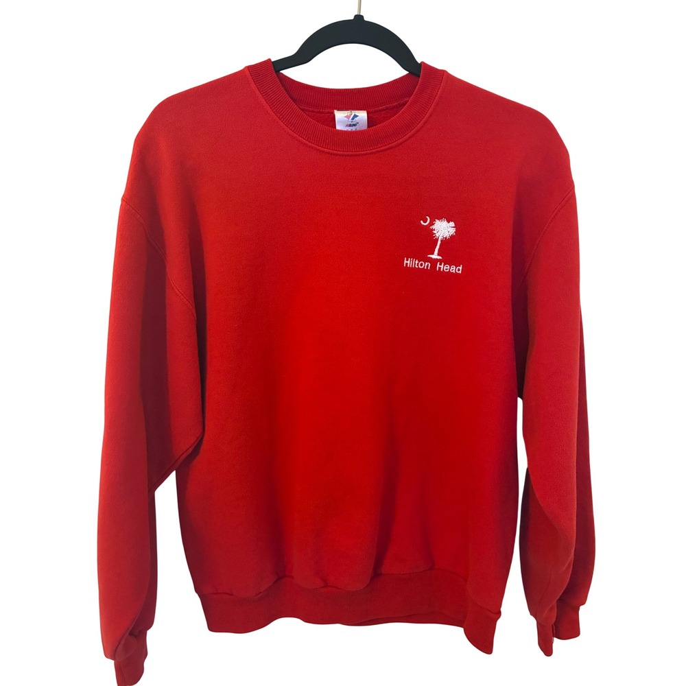Vintage Jerzees NuBlend Hilton Head South Carolina Red Sweatshirt Medium